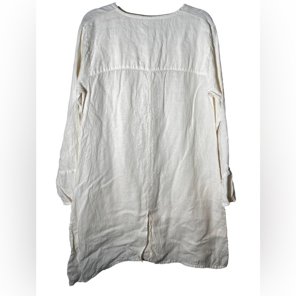 Homefrocks Cream Linen Pearl Button Down Long Sleeve Tunic Size S - Picture 3 of 6